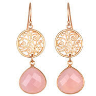 Pink Chalcedony & Rose Gold Dangle Earrings